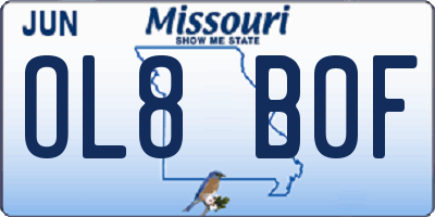 MO license plate OL8B0F