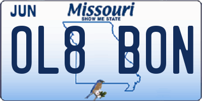 MO license plate OL8B0N
