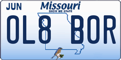 MO license plate OL8B0R