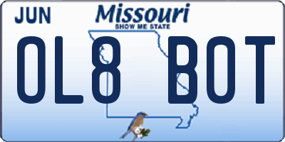 MO license plate OL8B0T