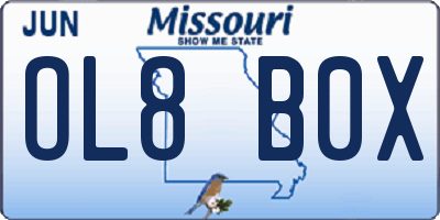 MO license plate OL8B0X