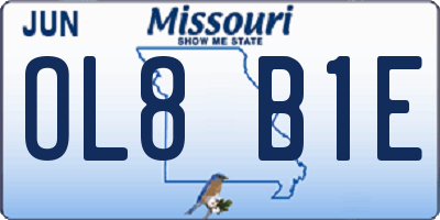 MO license plate OL8B1E