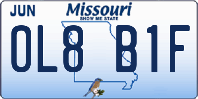 MO license plate OL8B1F