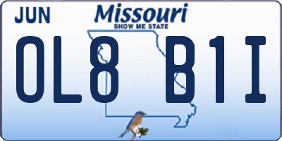 MO license plate OL8B1I
