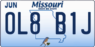 MO license plate OL8B1J
