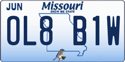 MO license plate OL8B1W