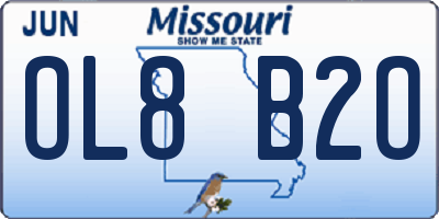 MO license plate OL8B2O