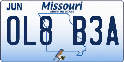 MO license plate OL8B3A