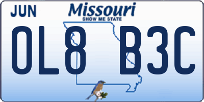 MO license plate OL8B3C