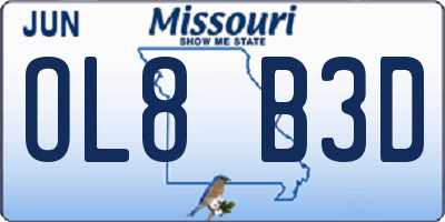 MO license plate OL8B3D