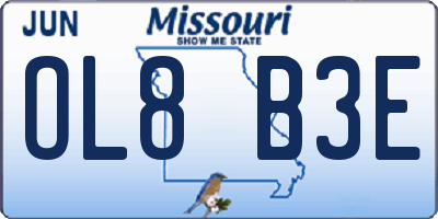 MO license plate OL8B3E