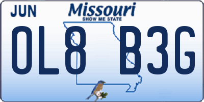 MO license plate OL8B3G