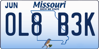 MO license plate OL8B3K