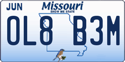 MO license plate OL8B3M