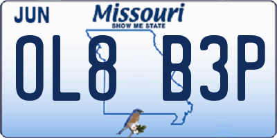 MO license plate OL8B3P