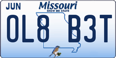 MO license plate OL8B3T