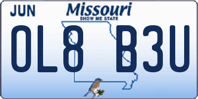 MO license plate OL8B3U