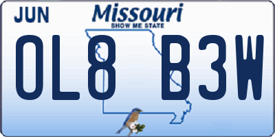 MO license plate OL8B3W