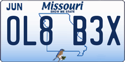 MO license plate OL8B3X