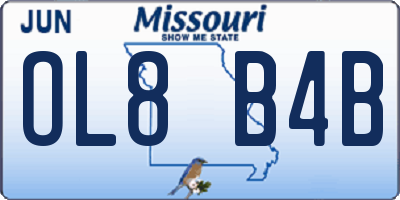 MO license plate OL8B4B