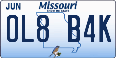 MO license plate OL8B4K