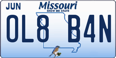 MO license plate OL8B4N