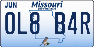 MO license plate OL8B4R