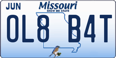 MO license plate OL8B4T