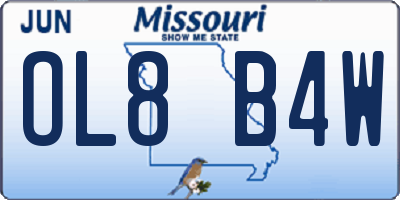 MO license plate OL8B4W