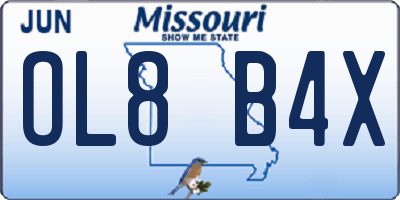 MO license plate OL8B4X