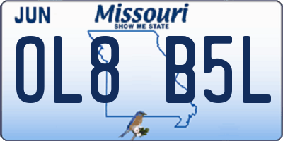 MO license plate OL8B5L