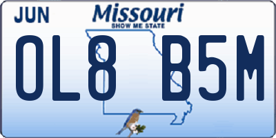 MO license plate OL8B5M