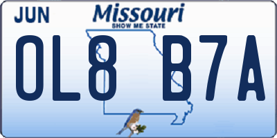 MO license plate OL8B7A