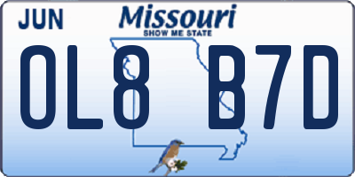 MO license plate OL8B7D