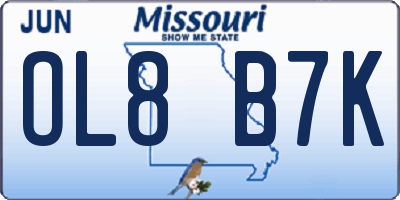 MO license plate OL8B7K