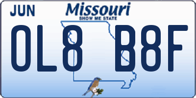 MO license plate OL8B8F