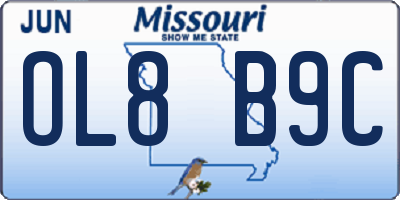 MO license plate OL8B9C