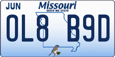 MO license plate OL8B9D