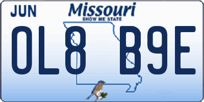MO license plate OL8B9E