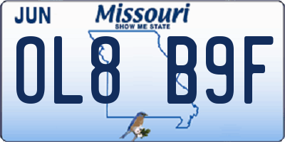MO license plate OL8B9F