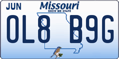 MO license plate OL8B9G