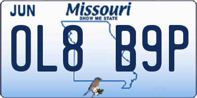 MO license plate OL8B9P