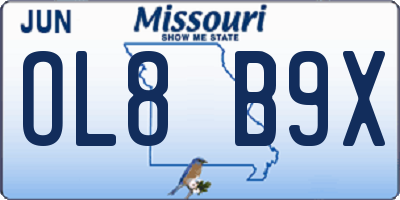MO license plate OL8B9X