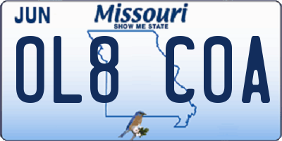 MO license plate OL8C0A
