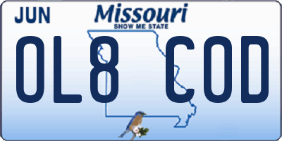 MO license plate OL8C0D