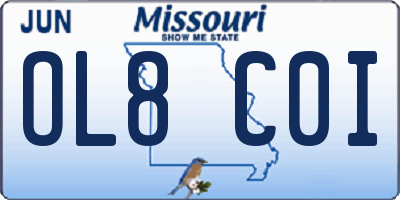 MO license plate OL8C0I