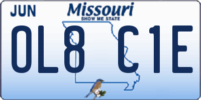 MO license plate OL8C1E