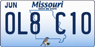 MO license plate OL8C1O