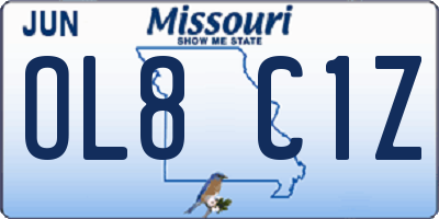 MO license plate OL8C1Z