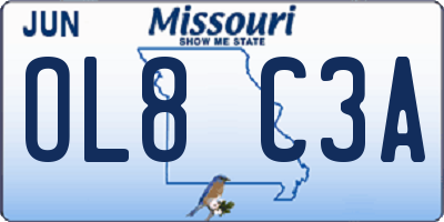 MO license plate OL8C3A